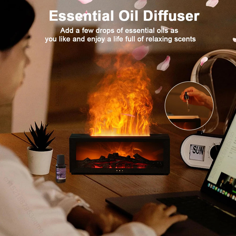 Flame Air Essential Oils Humidifier With LED Light Remote Control