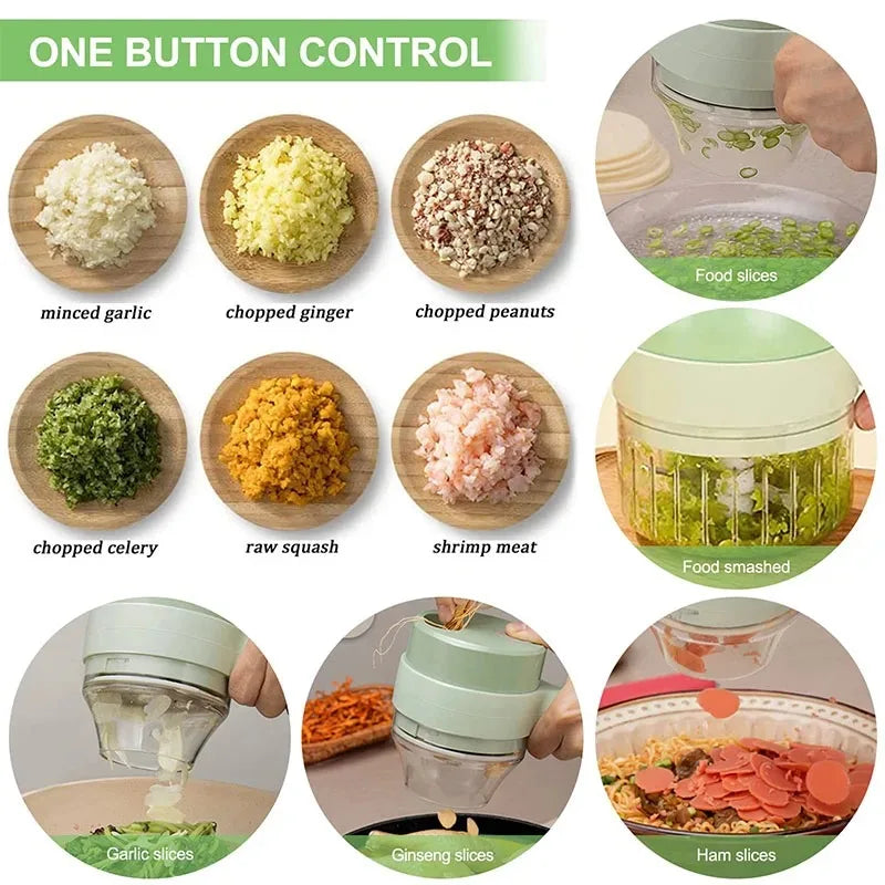 4 in 1 Handheld Electric Vegetable Cutter Set