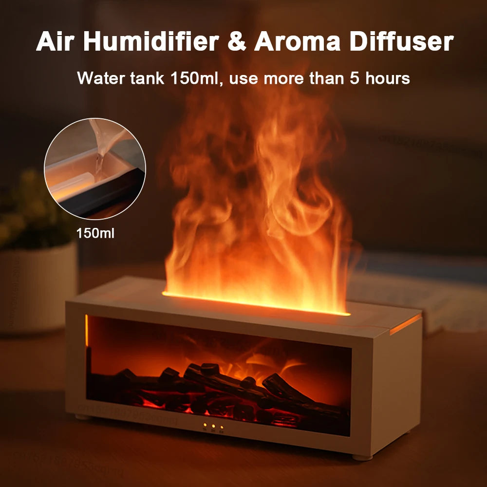 Flame Air Essential Oils Humidifier With LED Light Remote Control