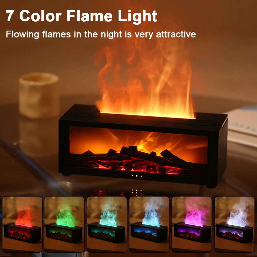 Flame Air Essential Oils Humidifier With LED Light Remote Control
